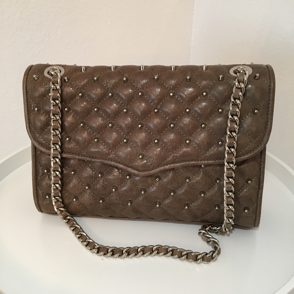 Rebecca Minkoff Studded Quilted Affair Taupe Grey